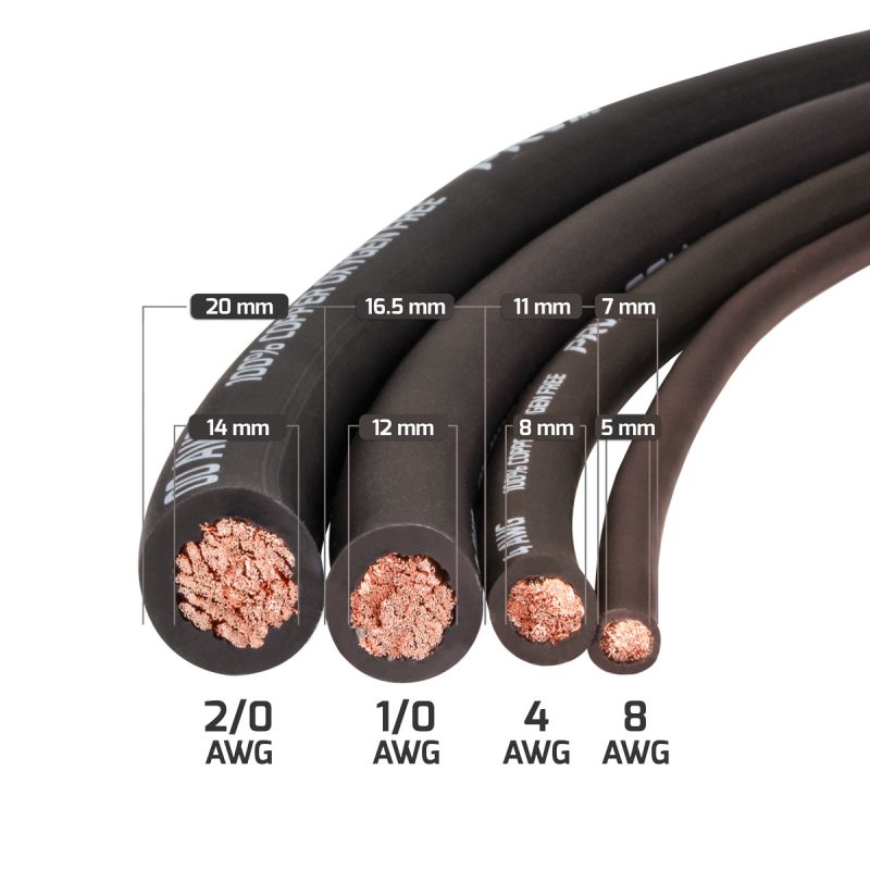 00AWG, 0AWG, 4AWG, 8AWG - Dimensions - BLACK