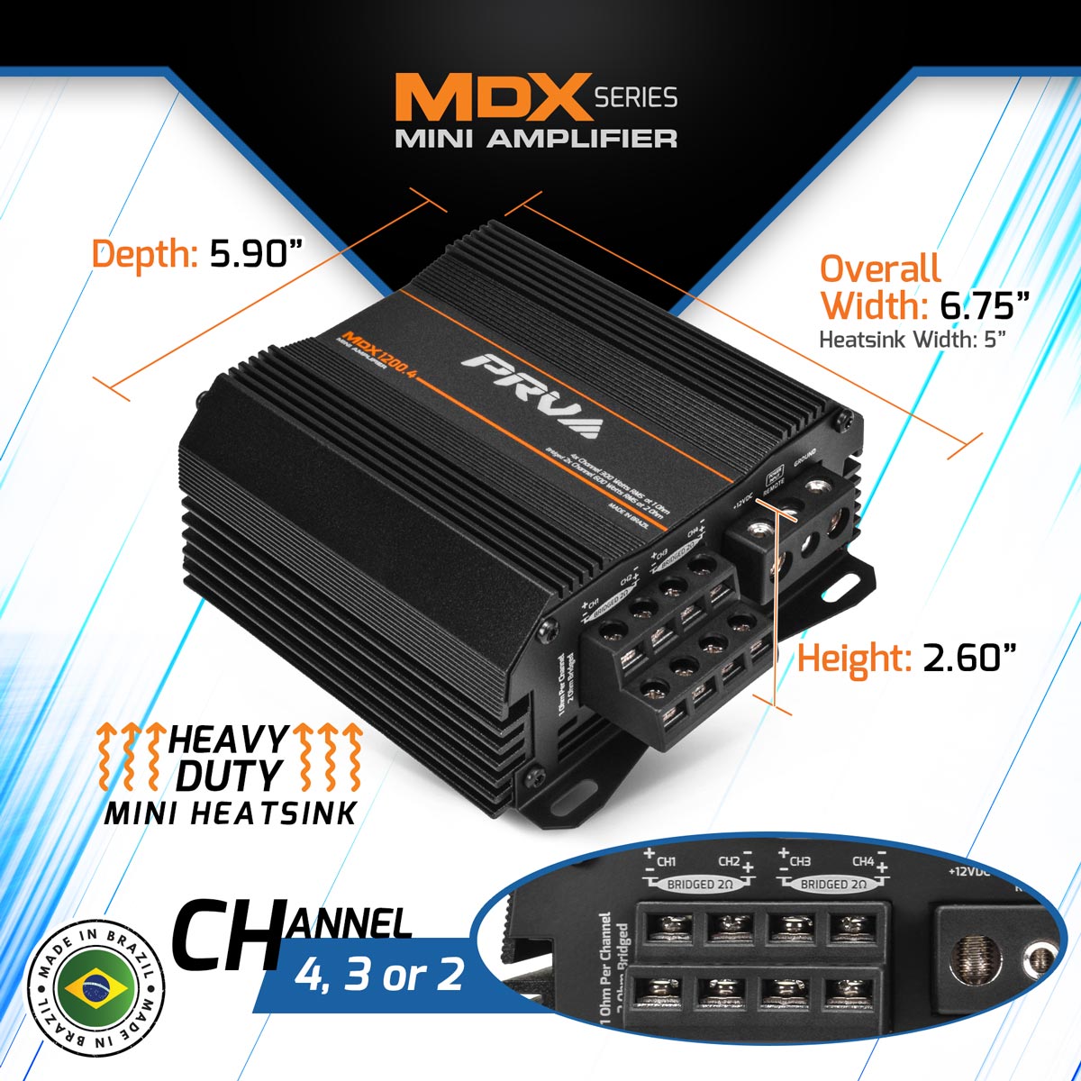 MDX1200.4 1 Ohm - Dimensions - Infographic MDX1200.4 1 Ohm - Dimensions - Infographic