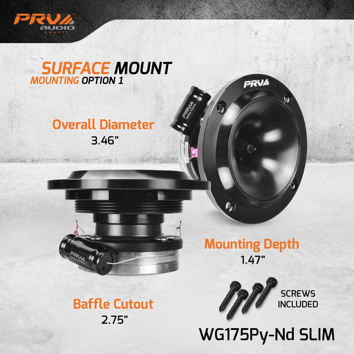 4 - WG175Py-Nd SLIM - Mounting Option 1 - Dims Infographic