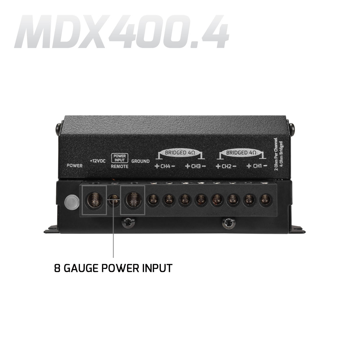 MDX400.4 2 Ohm power inputs